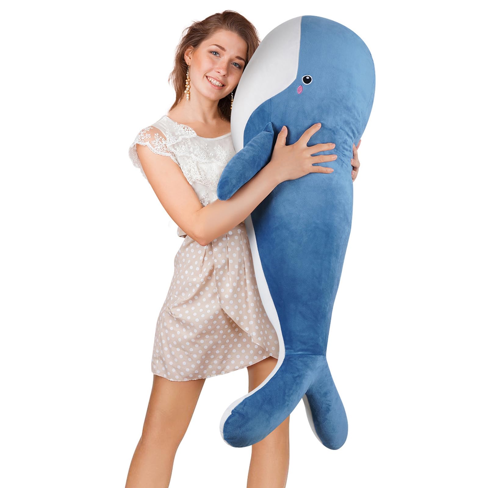 Whale Stuffed Animal Plush - Large Soft Whale Body Pillow, 47.2'