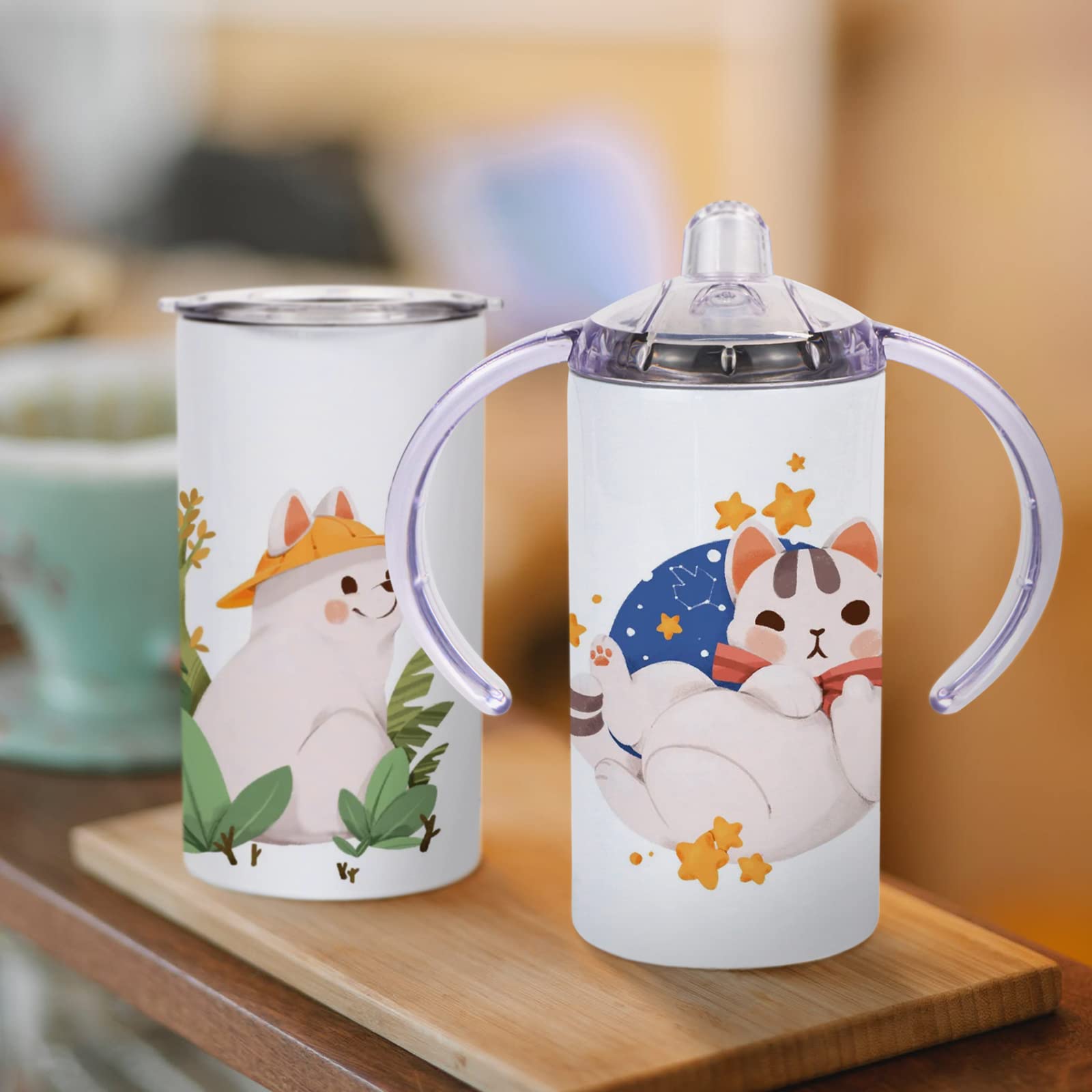 2 Pack Sublimation Blank Sippy Cup Tumblers with Handles Straight