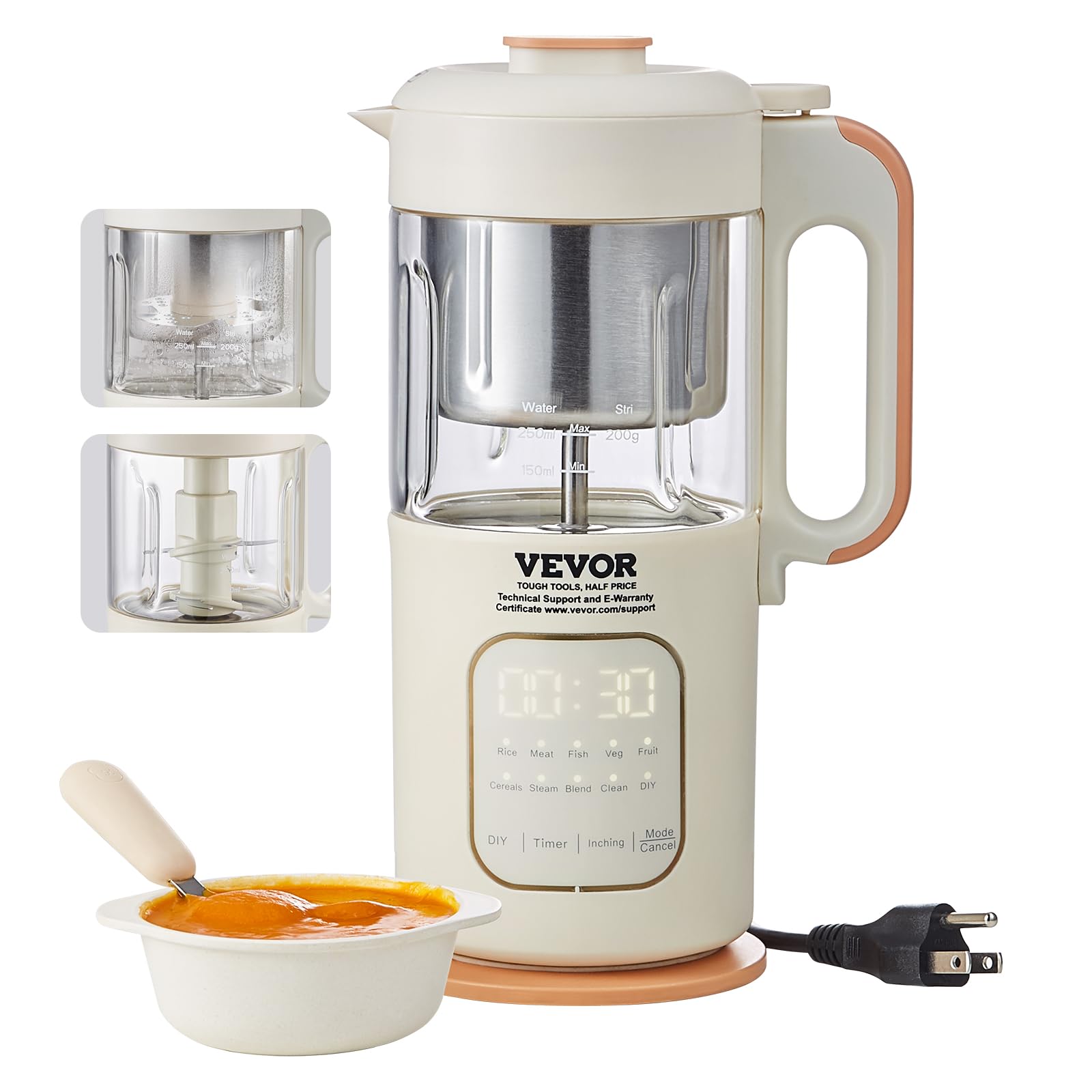 Baby Food Maker, Baby Food Processor, SUS304 Stainless Steel 4-Blade