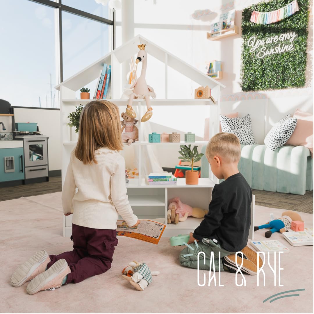4-Tier White Wooden Kids Bookshelf
