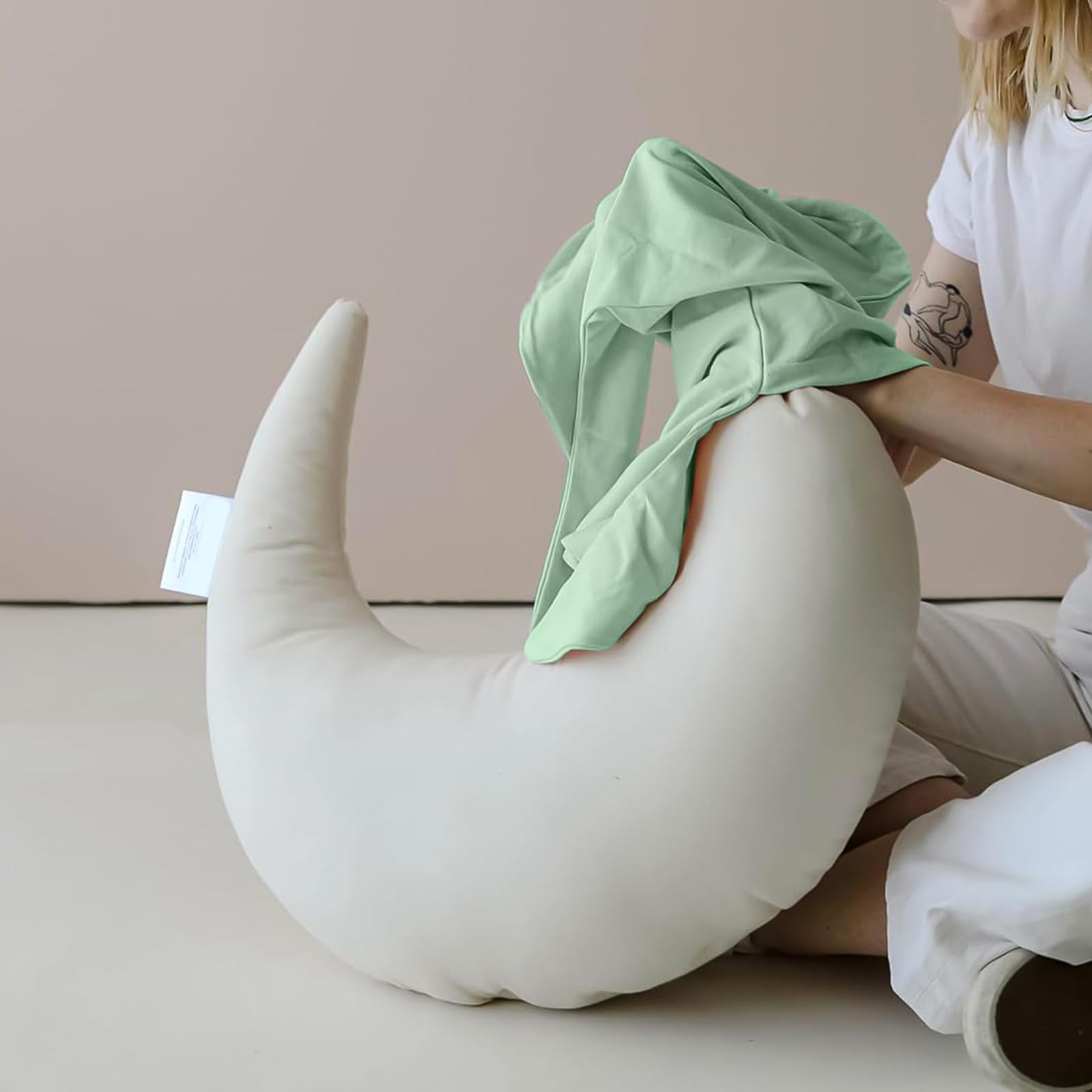 Crescent-Shaped Organic Nursing Pillow Cover Compatible