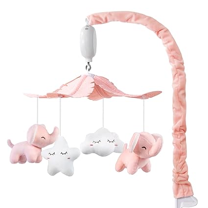 Crib Mobile for Girls Baby Mobiles with 3 Modes Digital Music