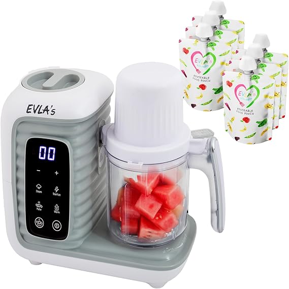 Double Baby Food Maker with 2 Steaming Baskets, Steamer, Blender, Grinder
