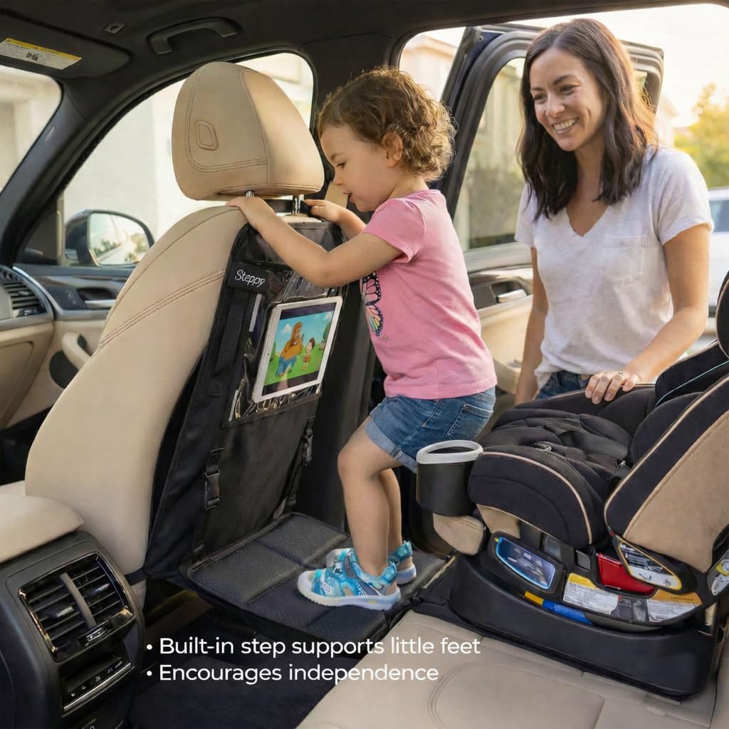 4-in-1 Car Seat Footrest for Kids with Seat Protector and Tablet Holder
