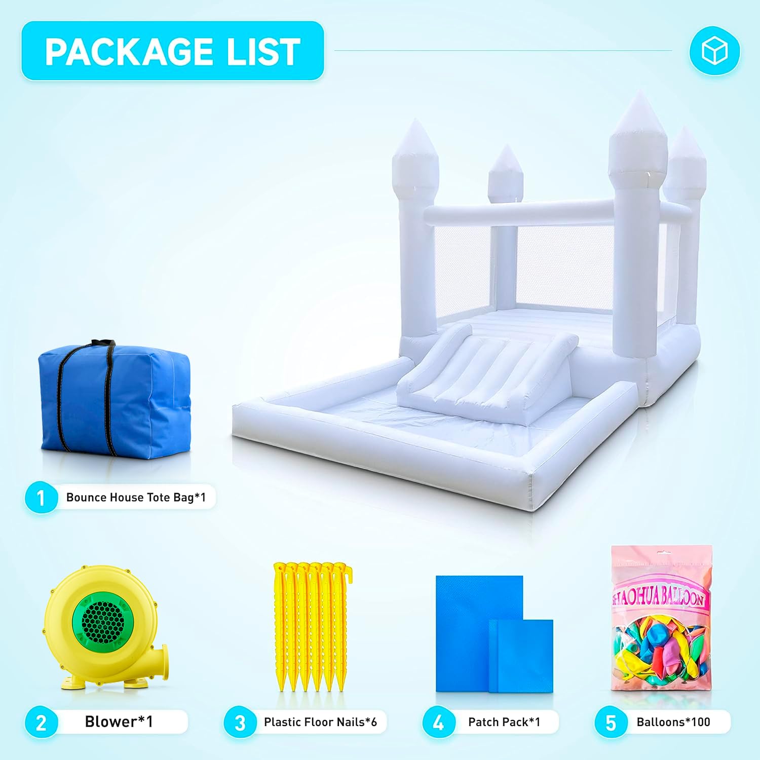 Inflatable Water Slide Bounce House with Dual Slides, Splash Pool