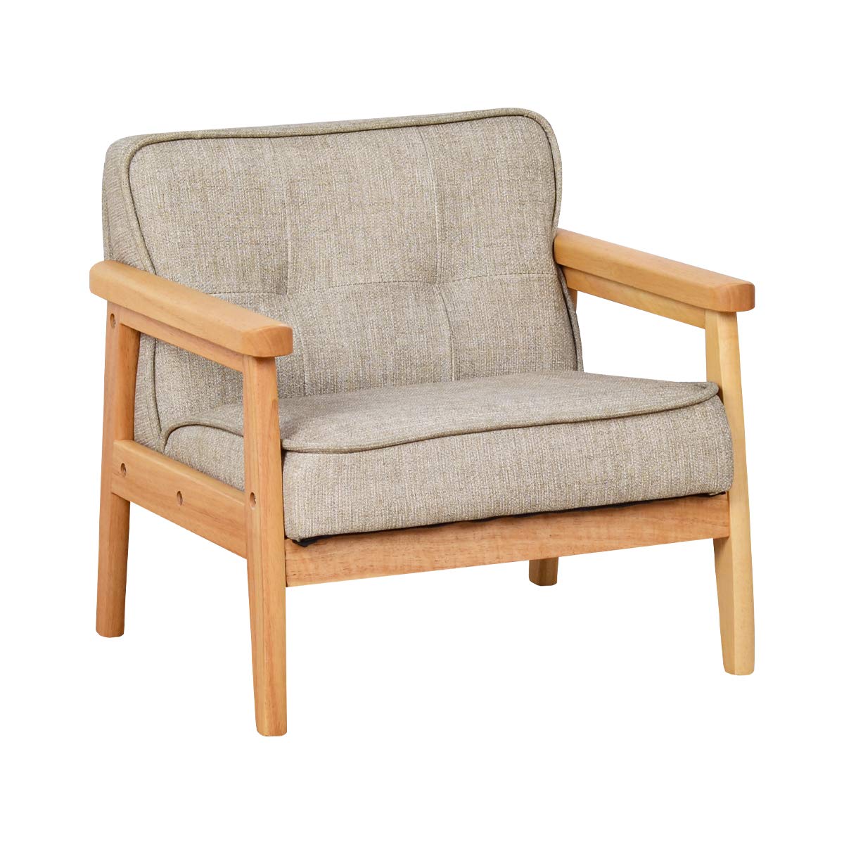 Upholstered Armrest Chair with Solid Wood Structure and Linen Fabric for Kids