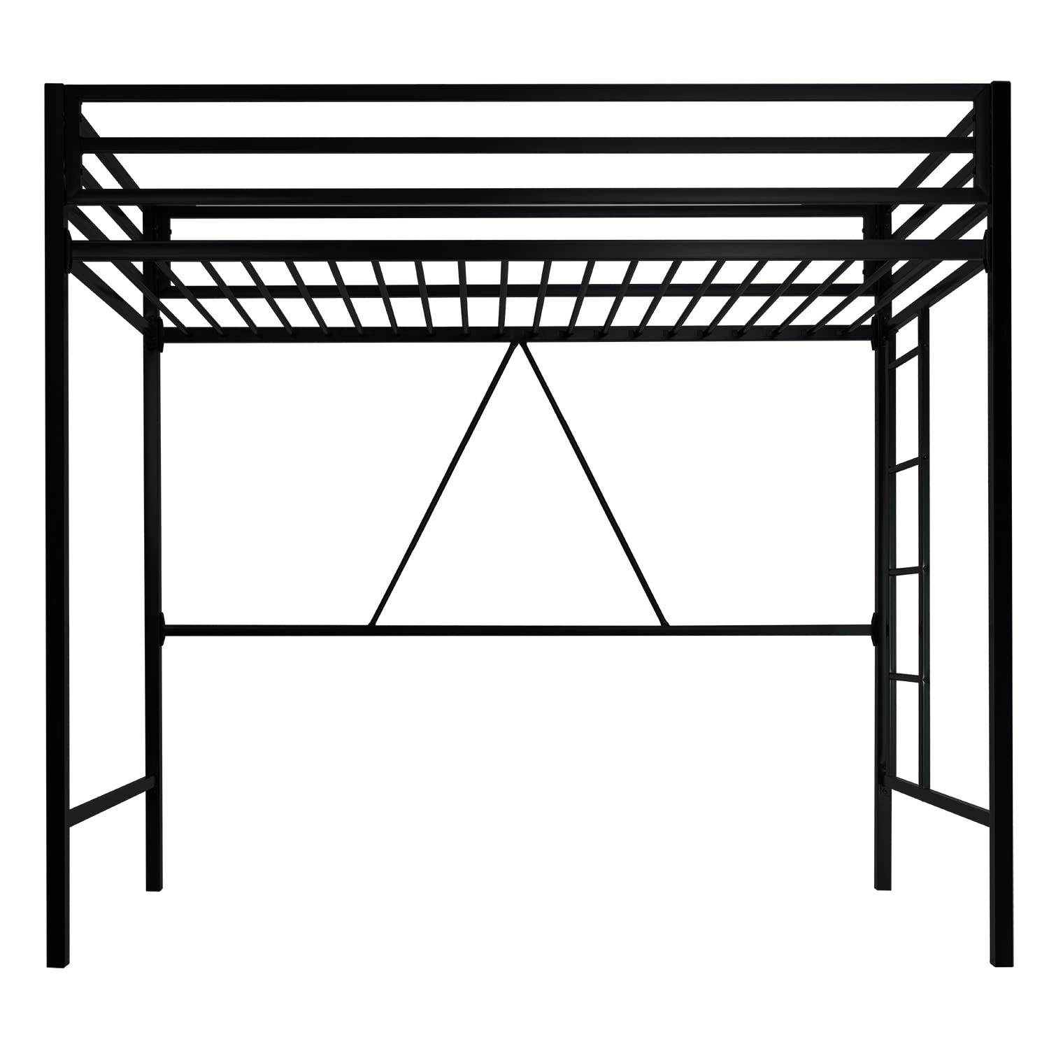 Metal Loft Bed Twin Size with Guardrail and Ladder
