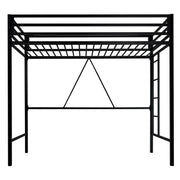 Metal Loft Bed Twin Size with Guardrail and Ladder