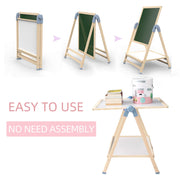 QZMTOY Kids Art Easel, Deluxe Standing Easel Set, Adjustable Art Table, Dry Erase Board&Chalkboard Double Sided Stand, 360°Rotating Drawing Easels with Art Supplies, Adjust Height 28-39in