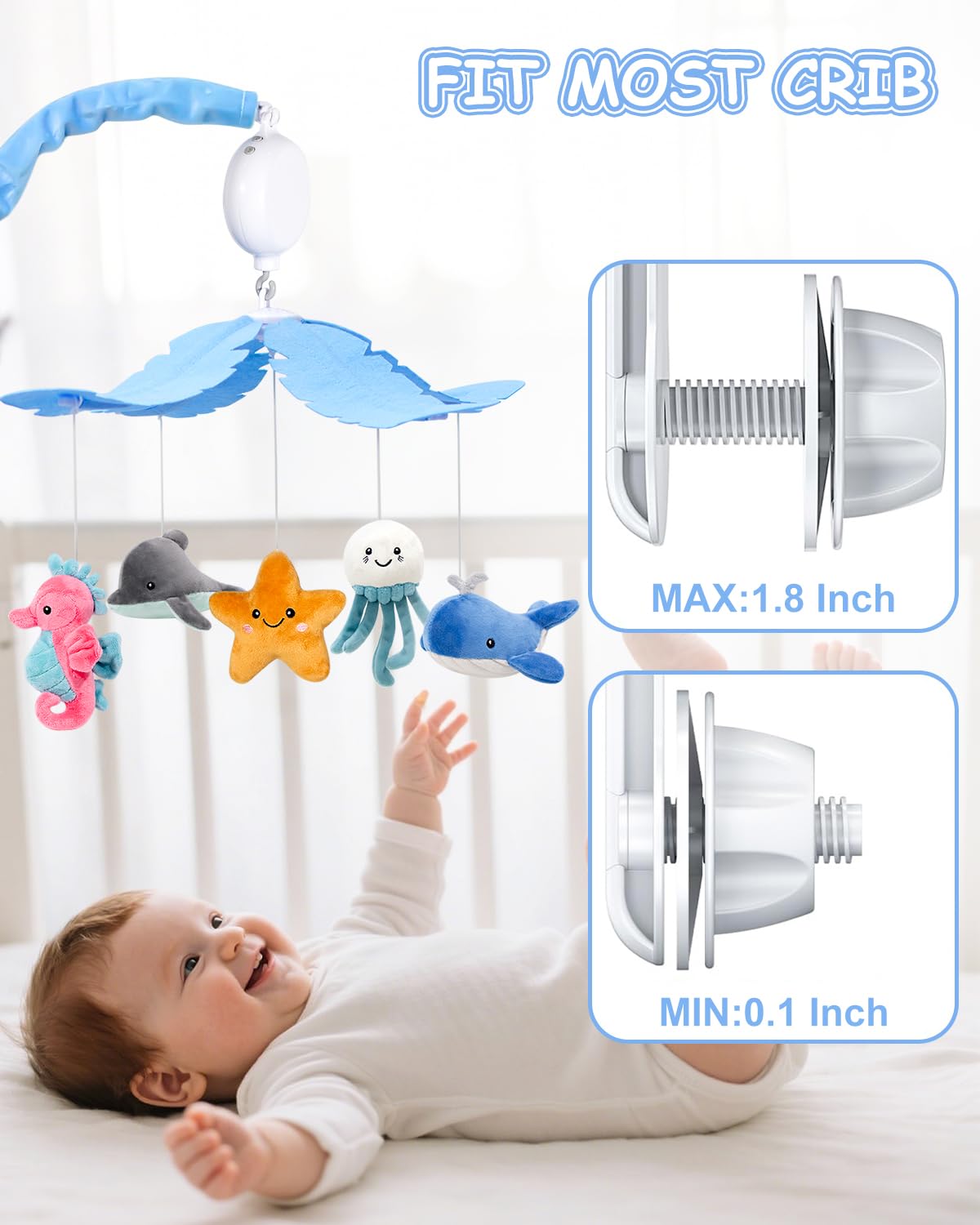 Ocean Theme Baby Crib Mobile with Music and Rotation