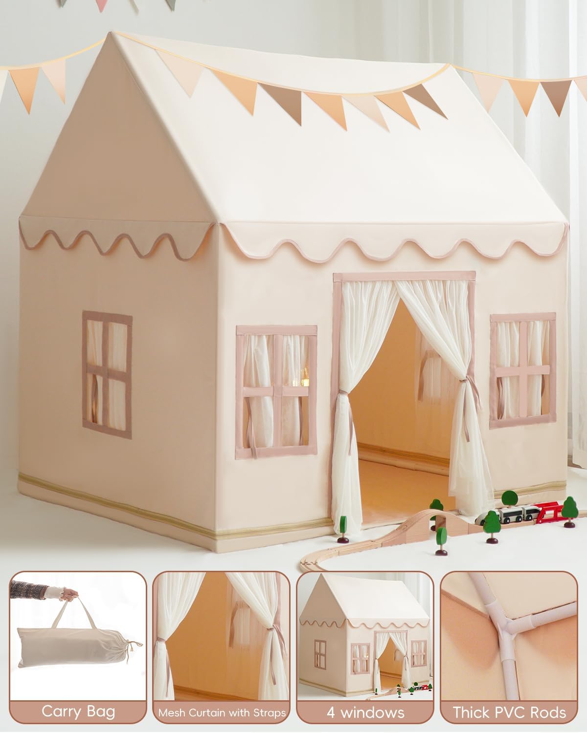 Kids Play Tent Playhouse with Star Lights and Accessories