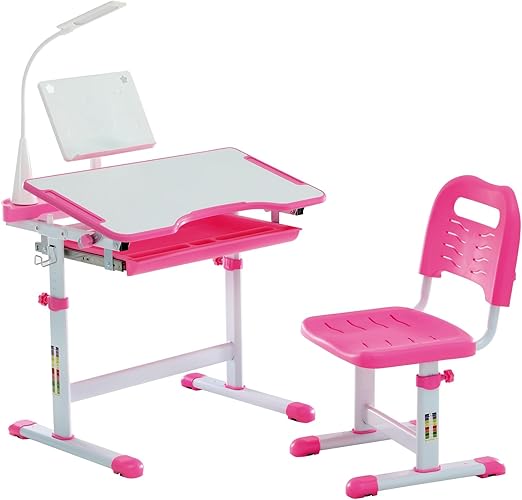 Kids Functional Desk and Chair Set, Ergonomic Height Adjustable