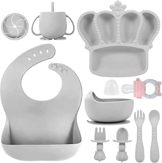 Silicone Baby Feeding Set 10 Pcs Baby Led Weaning Supplies Suction Bowl Divided