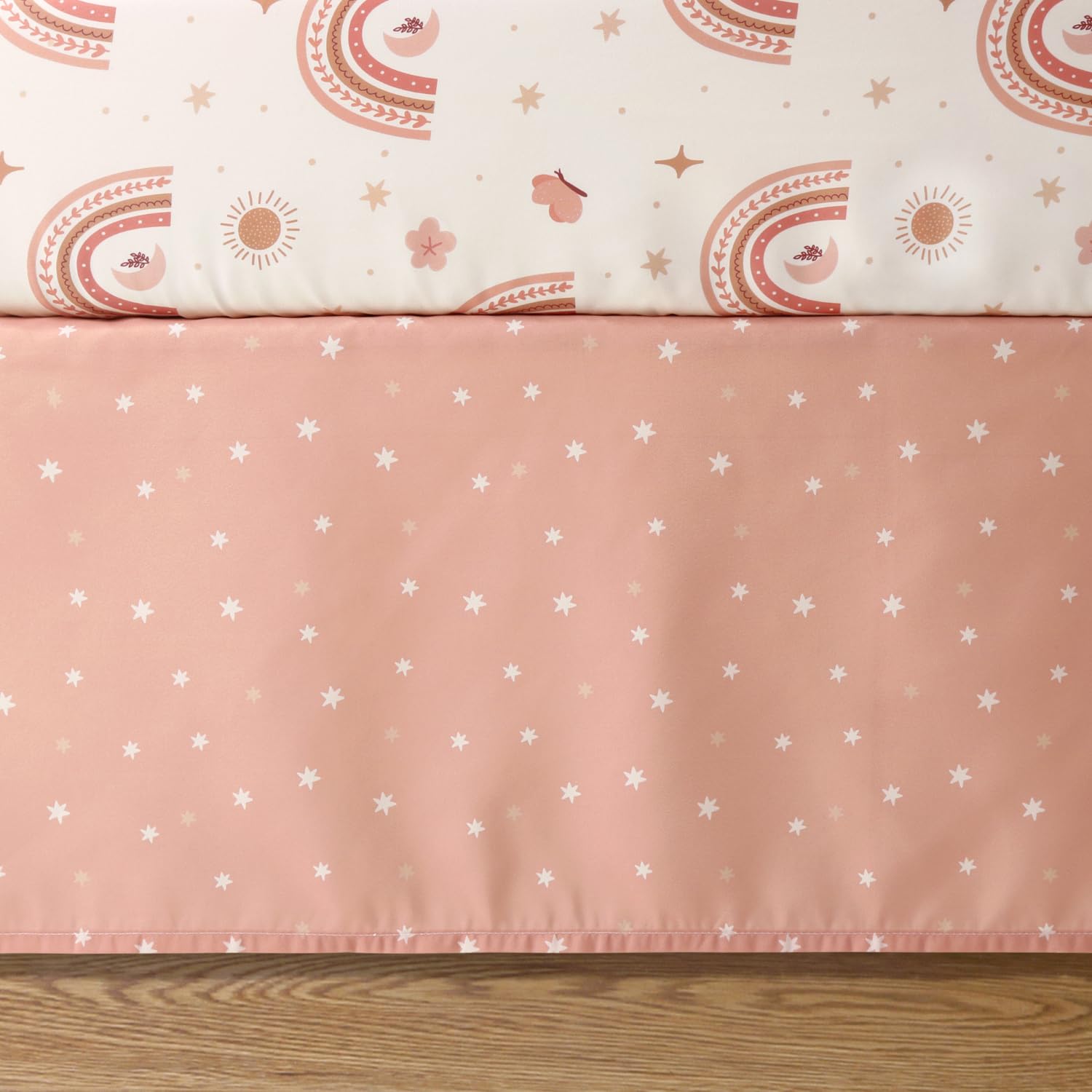 3-Piece Crib Bedding Set - Boho Rainbow Butterfly
