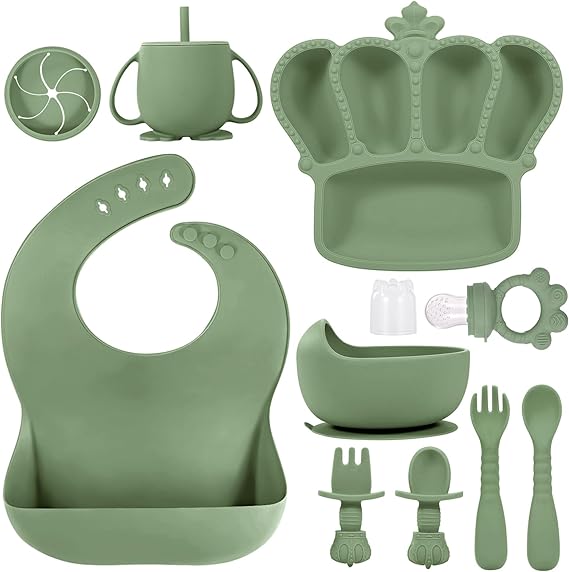 Silicone Baby Feeding Set 10 Pcs Baby Led Weaning Supplies Suction Bowl Divided