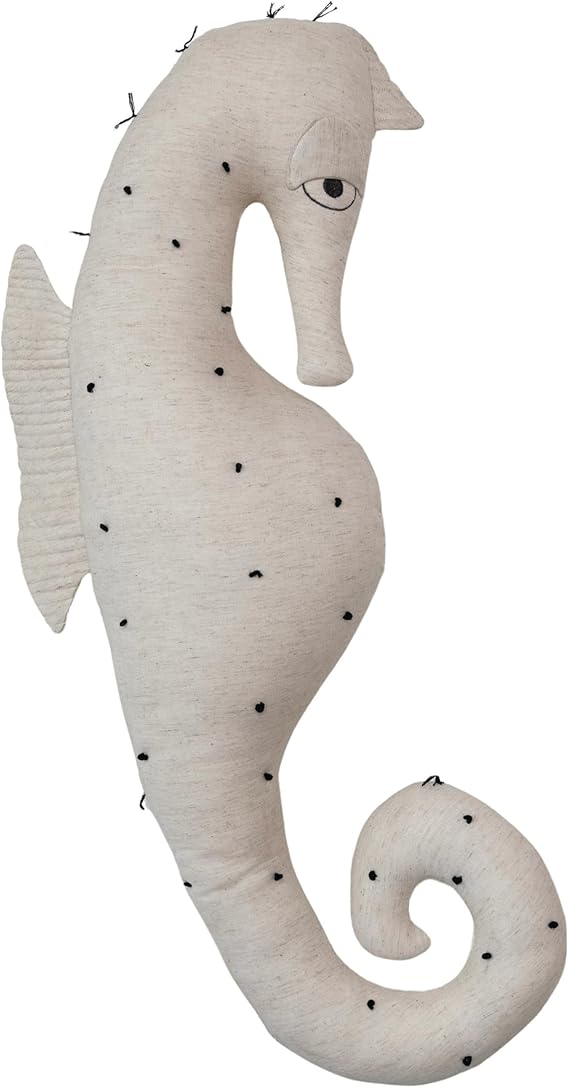 White Cotton and Linen Octopus Shaped Pillow