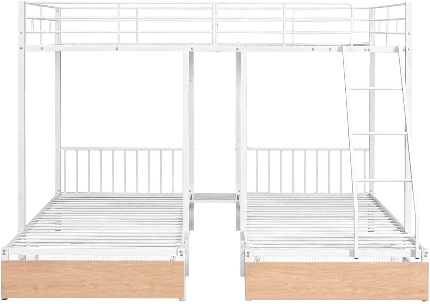 Full Over Twin & Twin Triple Bunk Bed with Storage and Ladder