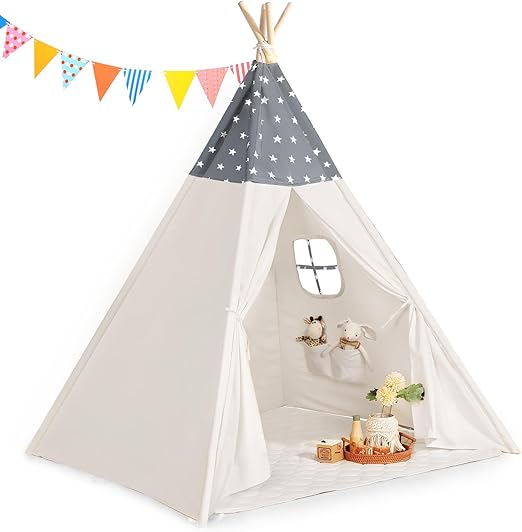 Teepee Tent for Kids Tipi Tent Indoor - 100% Cotton Kid