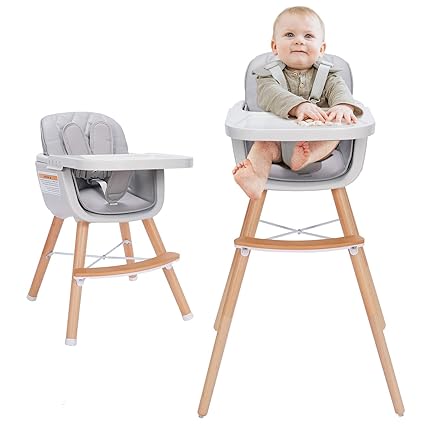3-in-1 Convertible Wooden High Chair, High Chairs for Babies and Toddlers