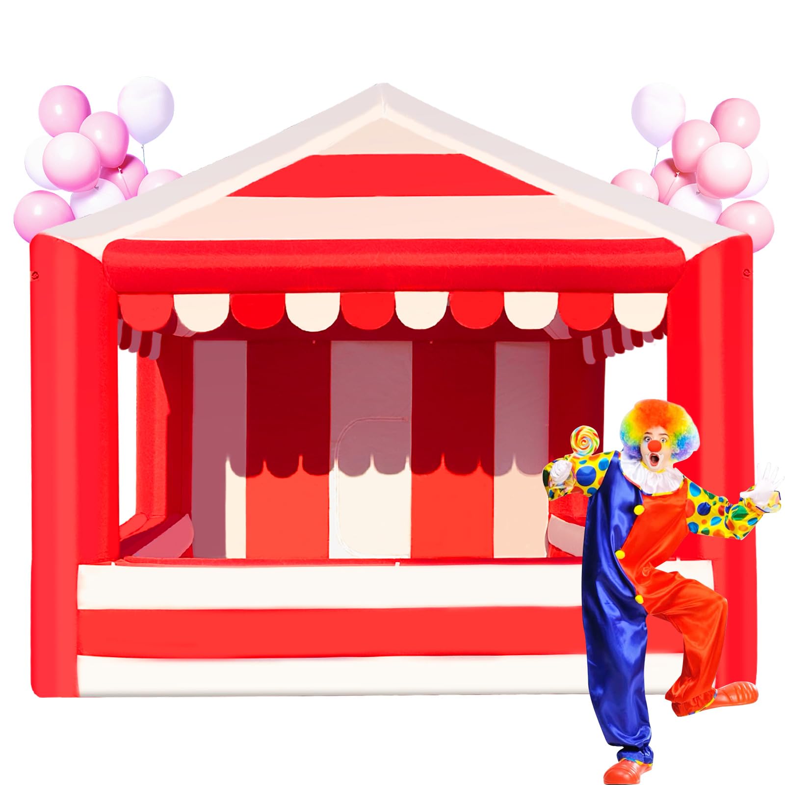 Inflatable Canopy Tent 13x13 with Air Blower - Red White Striped