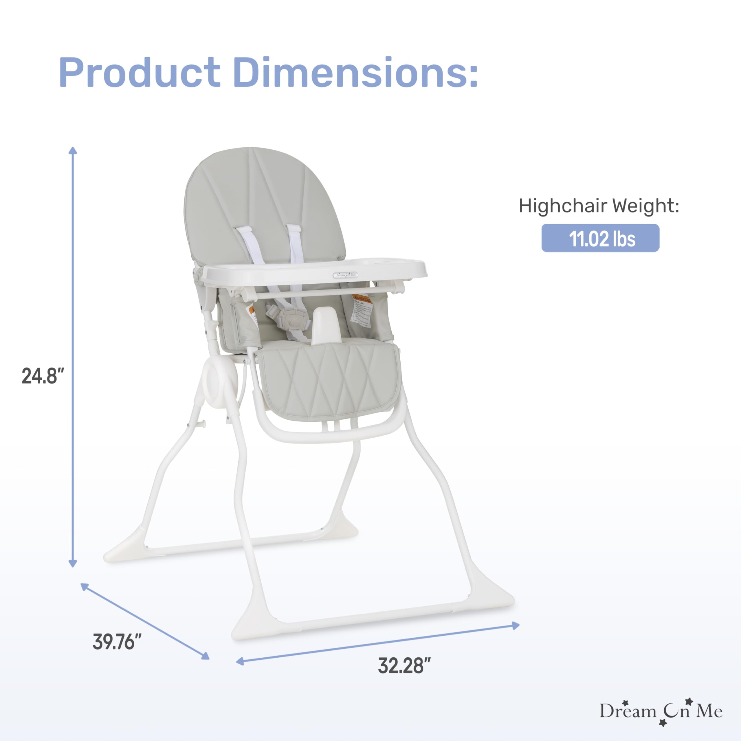 Portable Foldable High Chair with Adjustable Tray for Toddlers and Infants