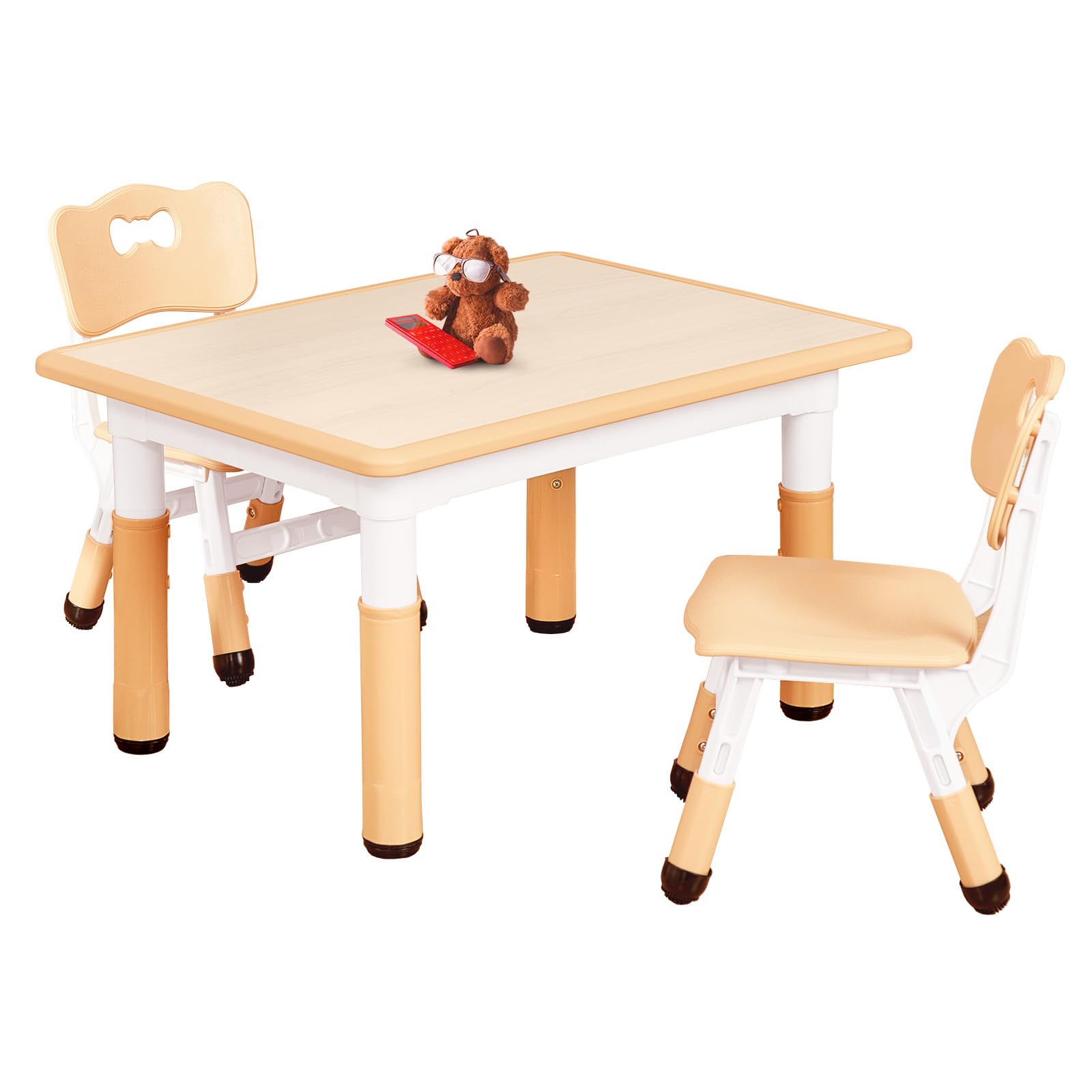 Table and 2 Chairs Set for Ages 3-8, Height Adjustable Toddler Table