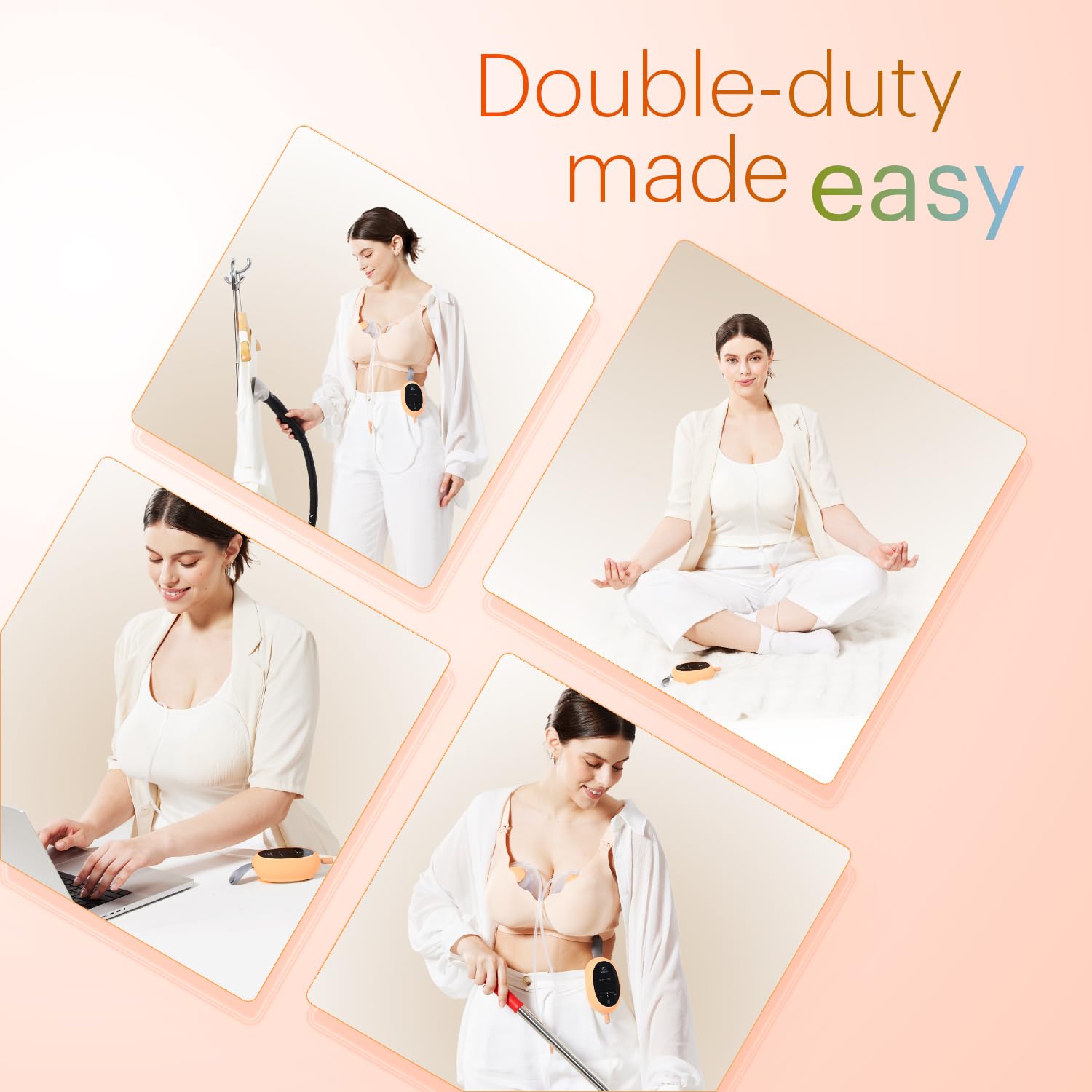Upgraded Wearable Hands Free Breast Pump: D6 Portable Low Noise