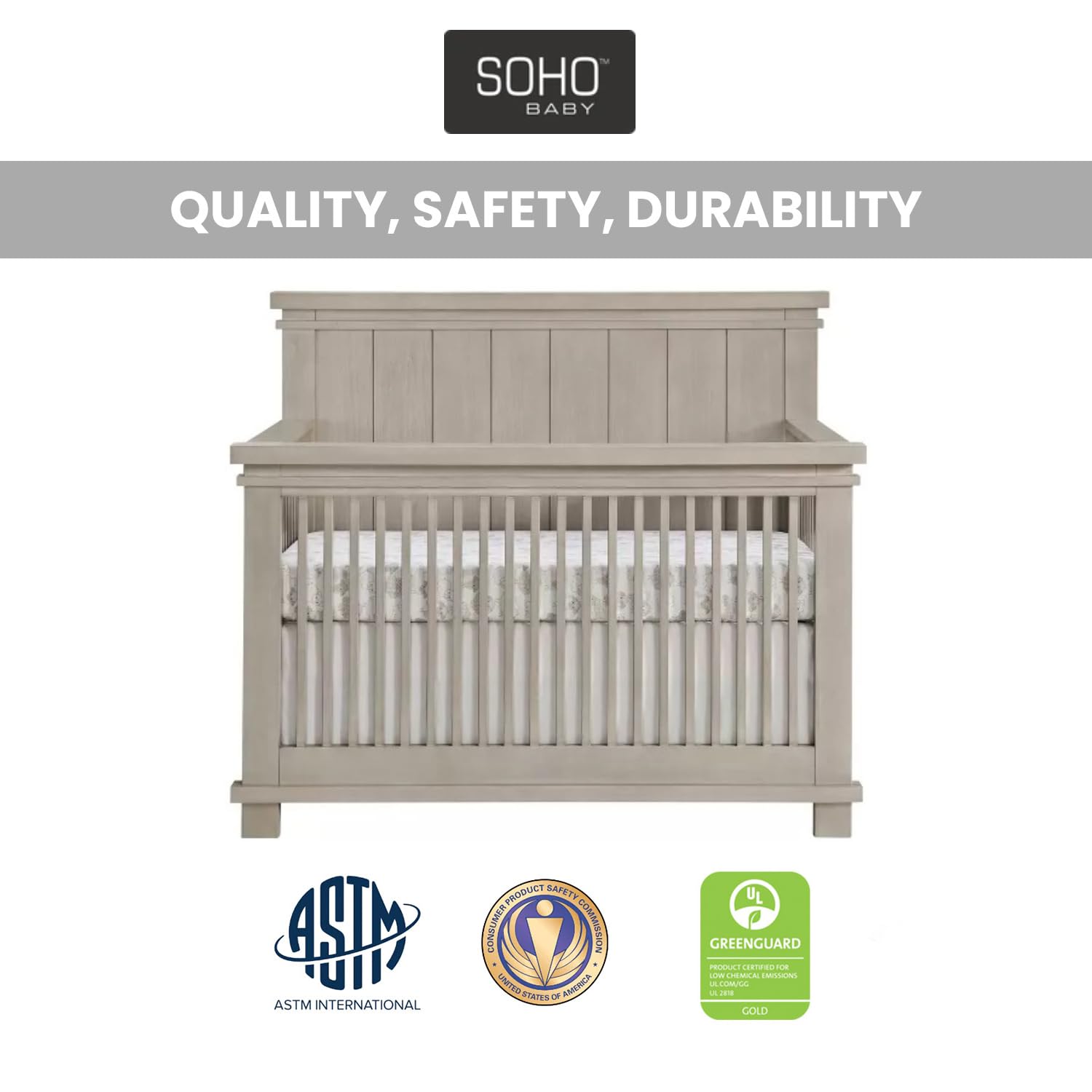 4-in-1 Convertible Crib with Shiplap Detail