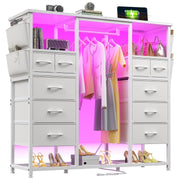 Dressers for Bedroom with Hanging Rack, 10 Drawers Dresser