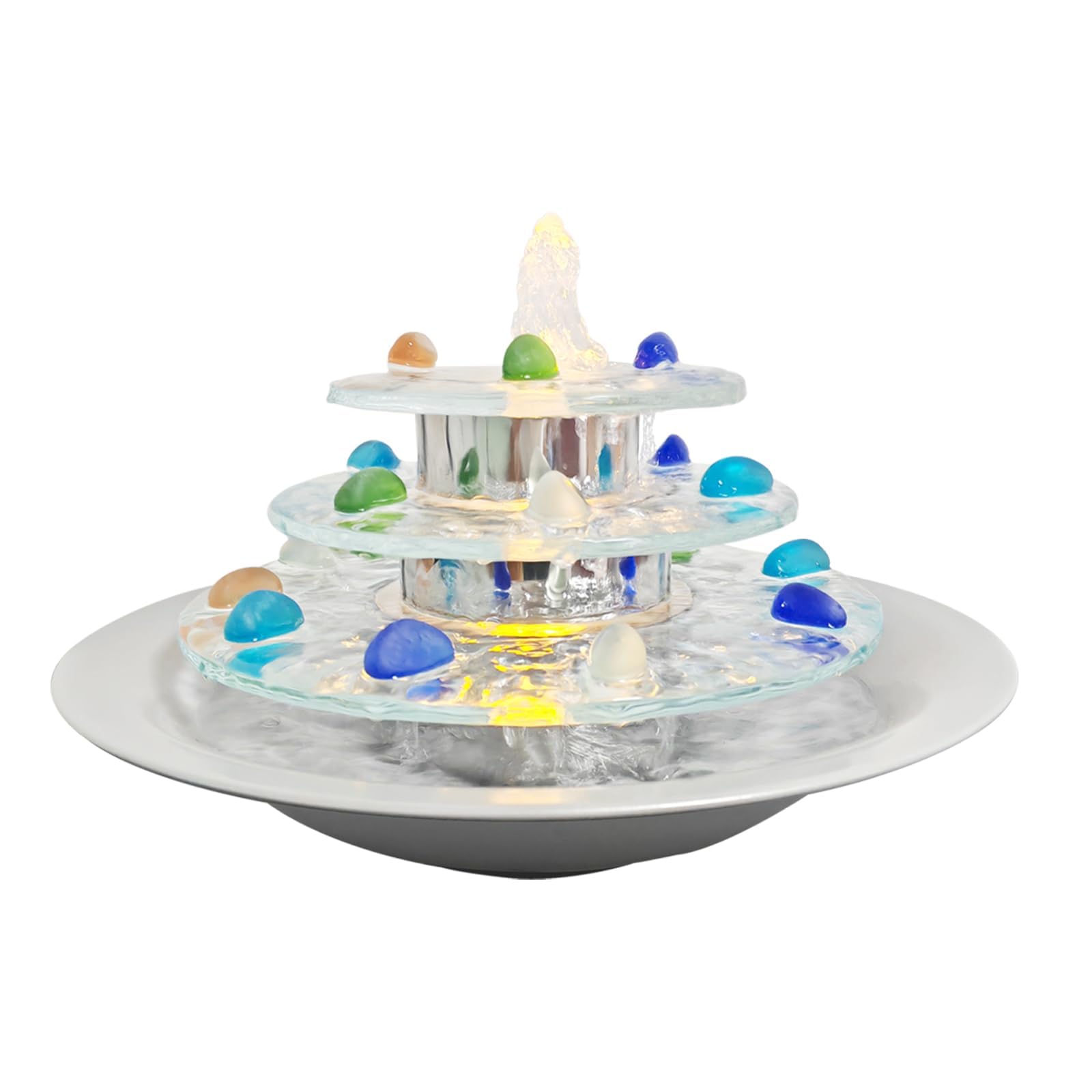 Indoor Tabletop Fountain 3-Tier Waterfall, Zen Meditation Fountains