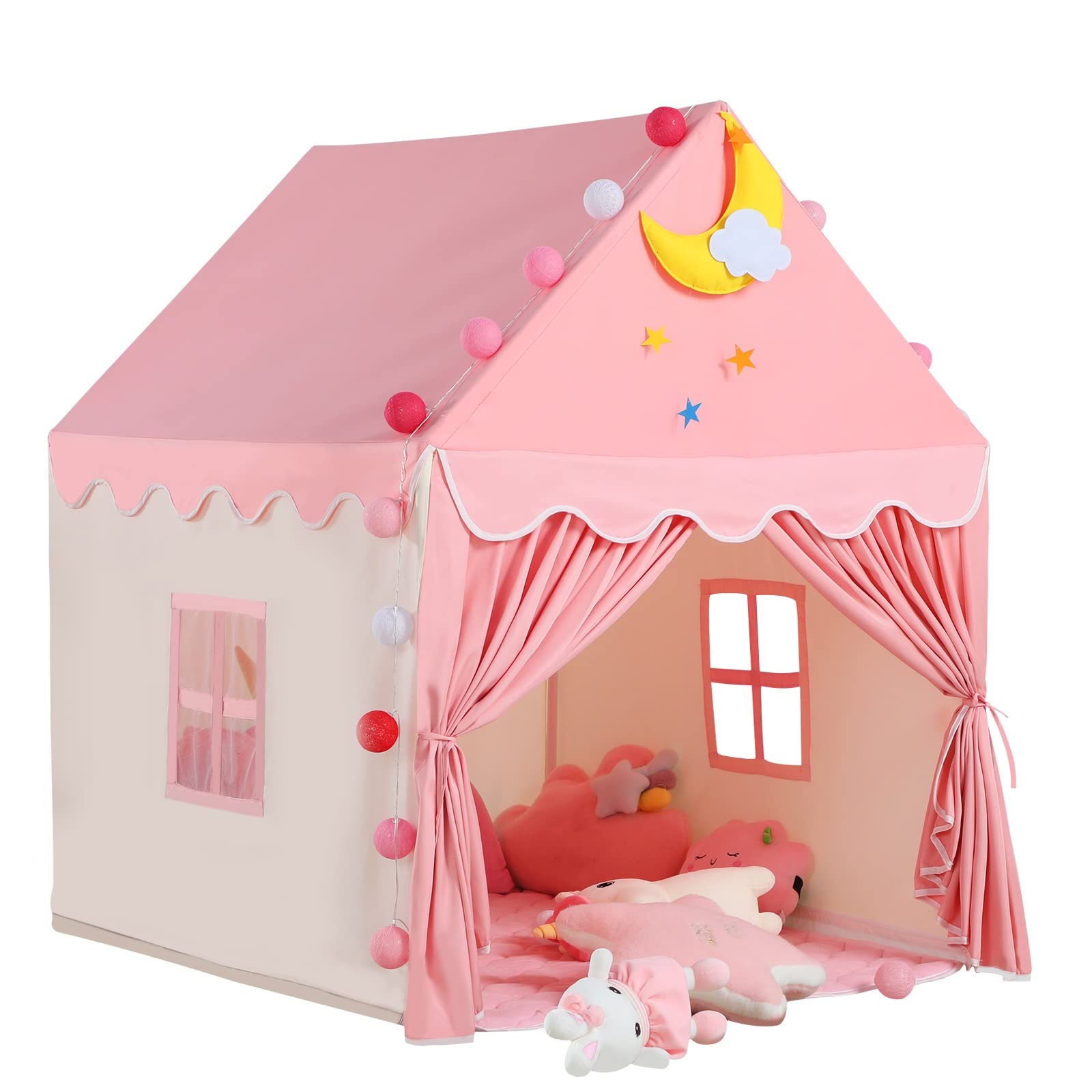 Kids Play Tent with Mat and Star Lights
