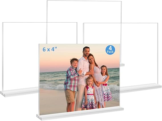 Picture Frames 8x10 inches, 4 Pack Clear Plastic Picture Frames Holder Standing
