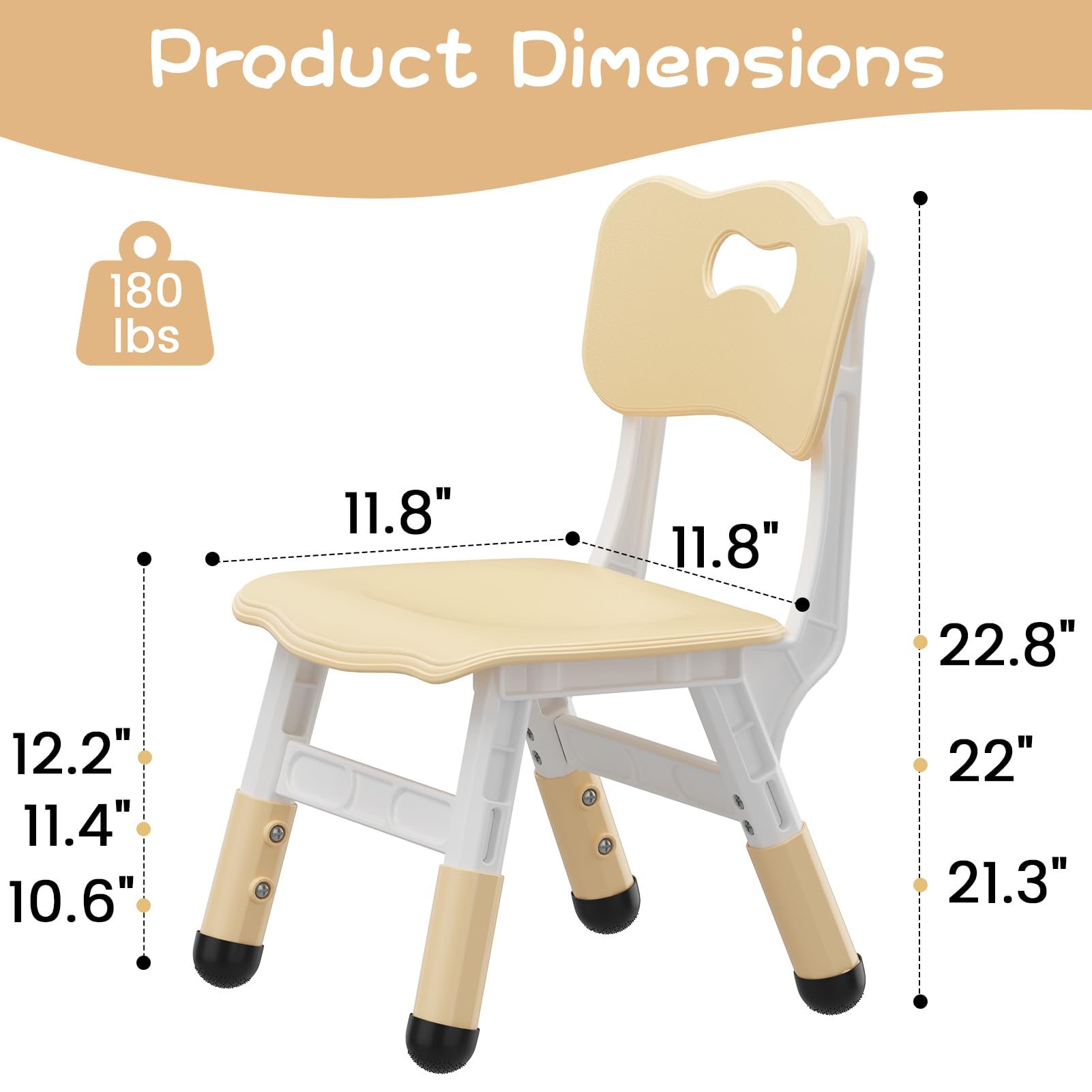 Height Adjustable Kids Chair Set of 2 for Toddlers