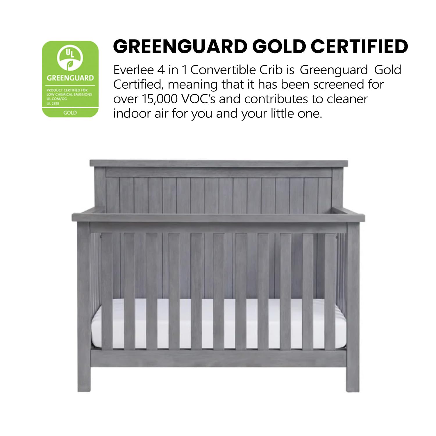 Everlee 4-in-1 Convertible Crib Graystone