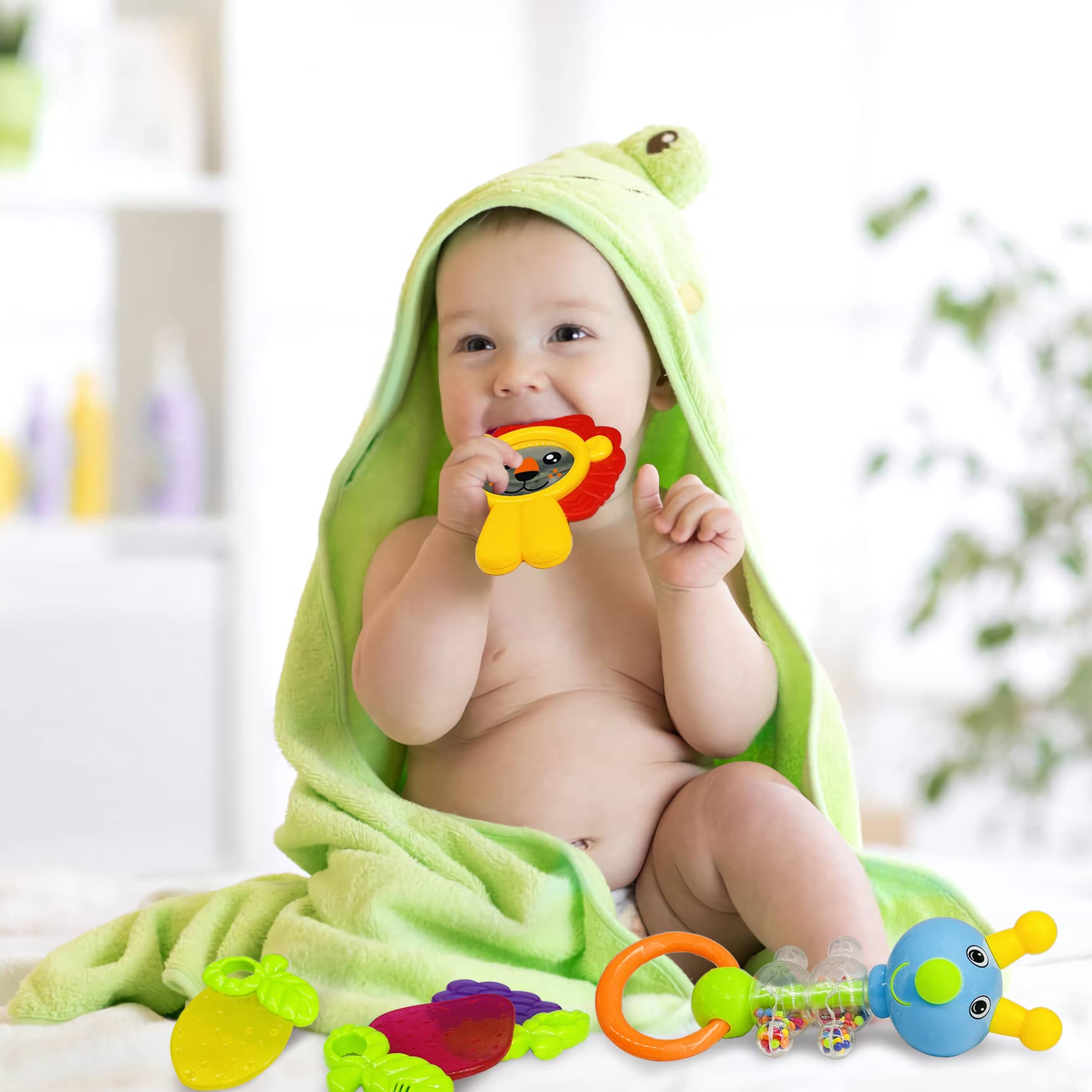 Baby Toys 0-6 Months Infant Toys 0-3 Months Infant Rattles Baby Rattle Teether Toy Set