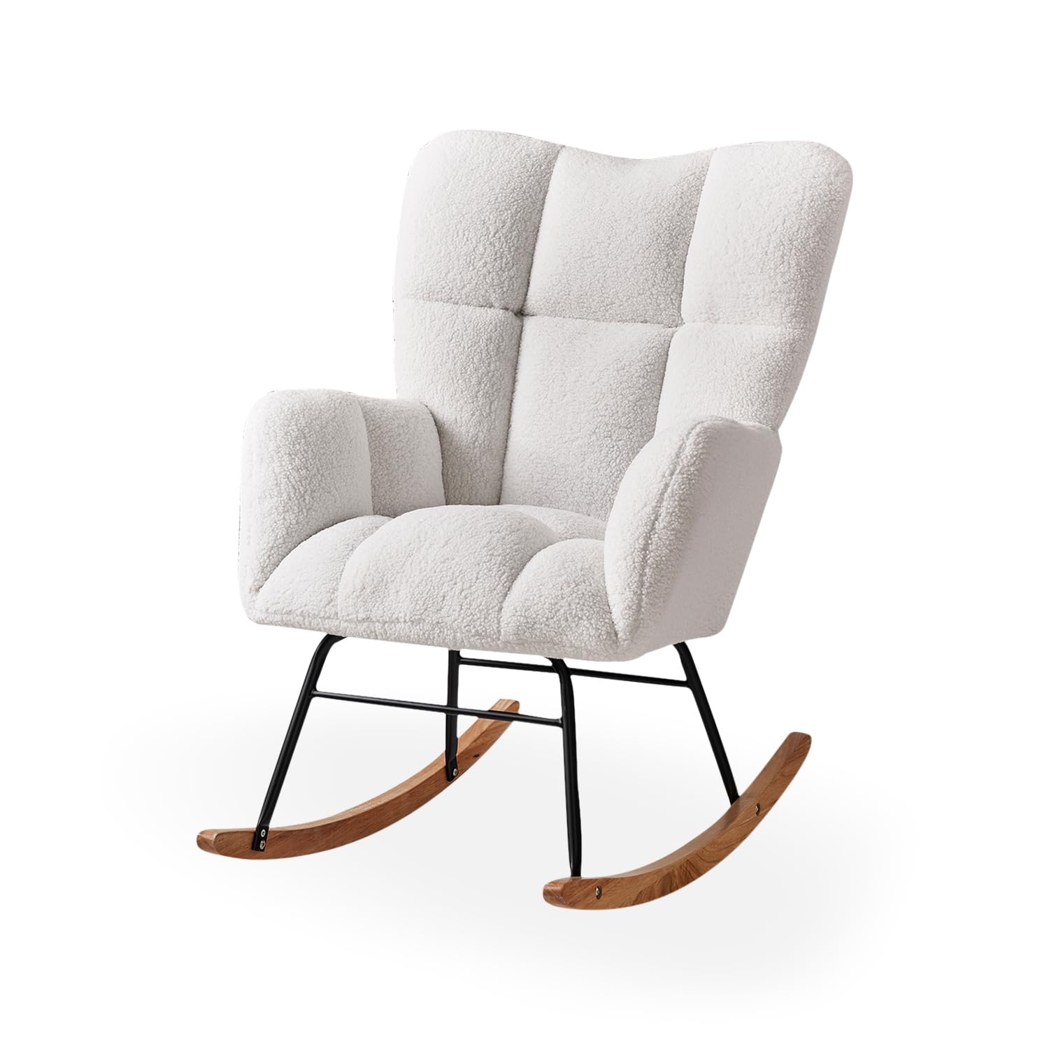 Rocking Chair, Teddy Upholstered Glider Rocker with High