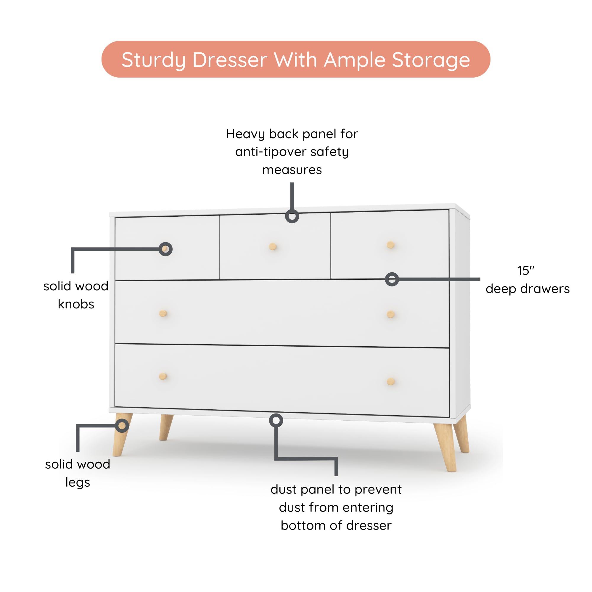 Austin 5-Drawer Dresser for Nursery and Bedroom