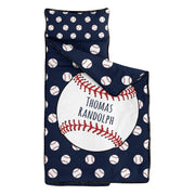 Baseball Toddler Nap Mat for Boys – Custom Name Sleeping Bag with Pillow
