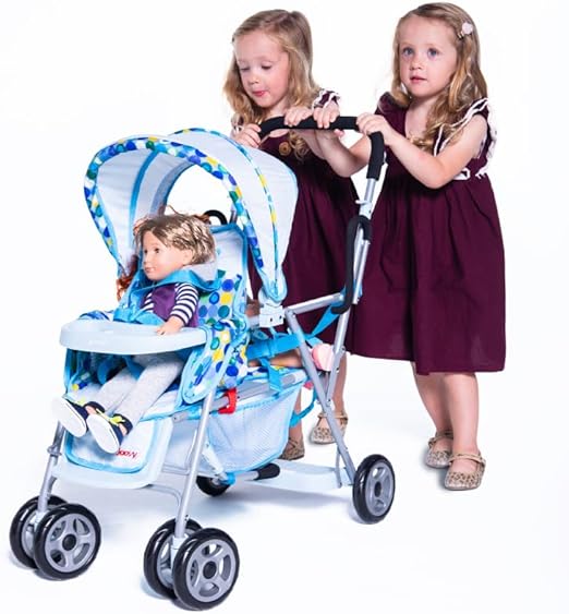 Toy Caboose Baby Doll Stroller Featuring Reclining Front Seat, Adjustable Footrest