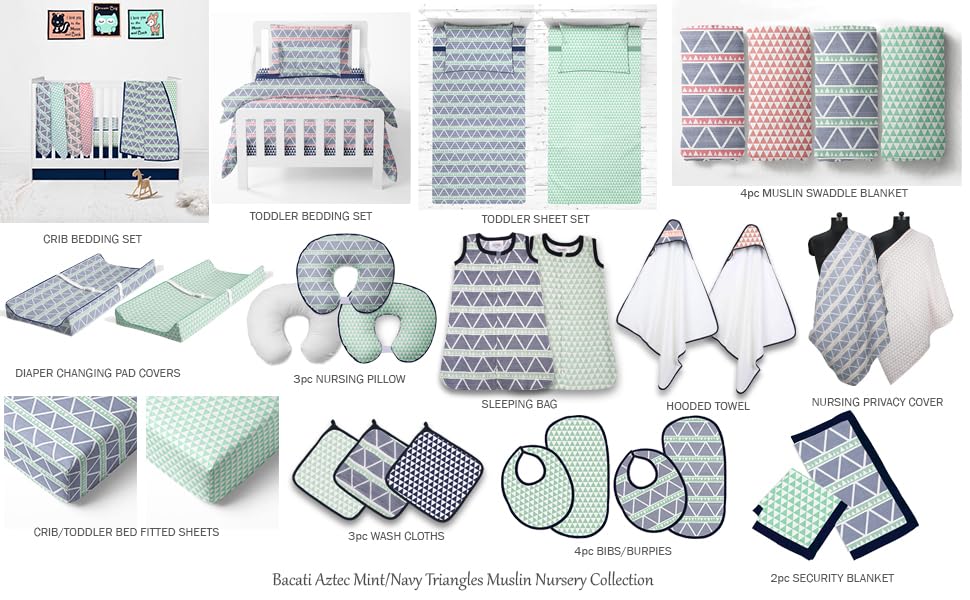 100 Percent Breathable Cotton Muslin/Percale 10 Piece Nursery Baby Crib Bedding Set