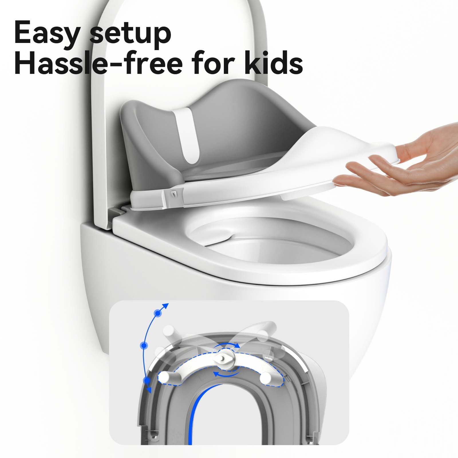 RGKQSY 3 in 1 Toddler Potty Training Toilet Seat with Steps Ladder, Foldable Potty Train Chair Adapter for Toddlers Kids Boys Girls, Gray
