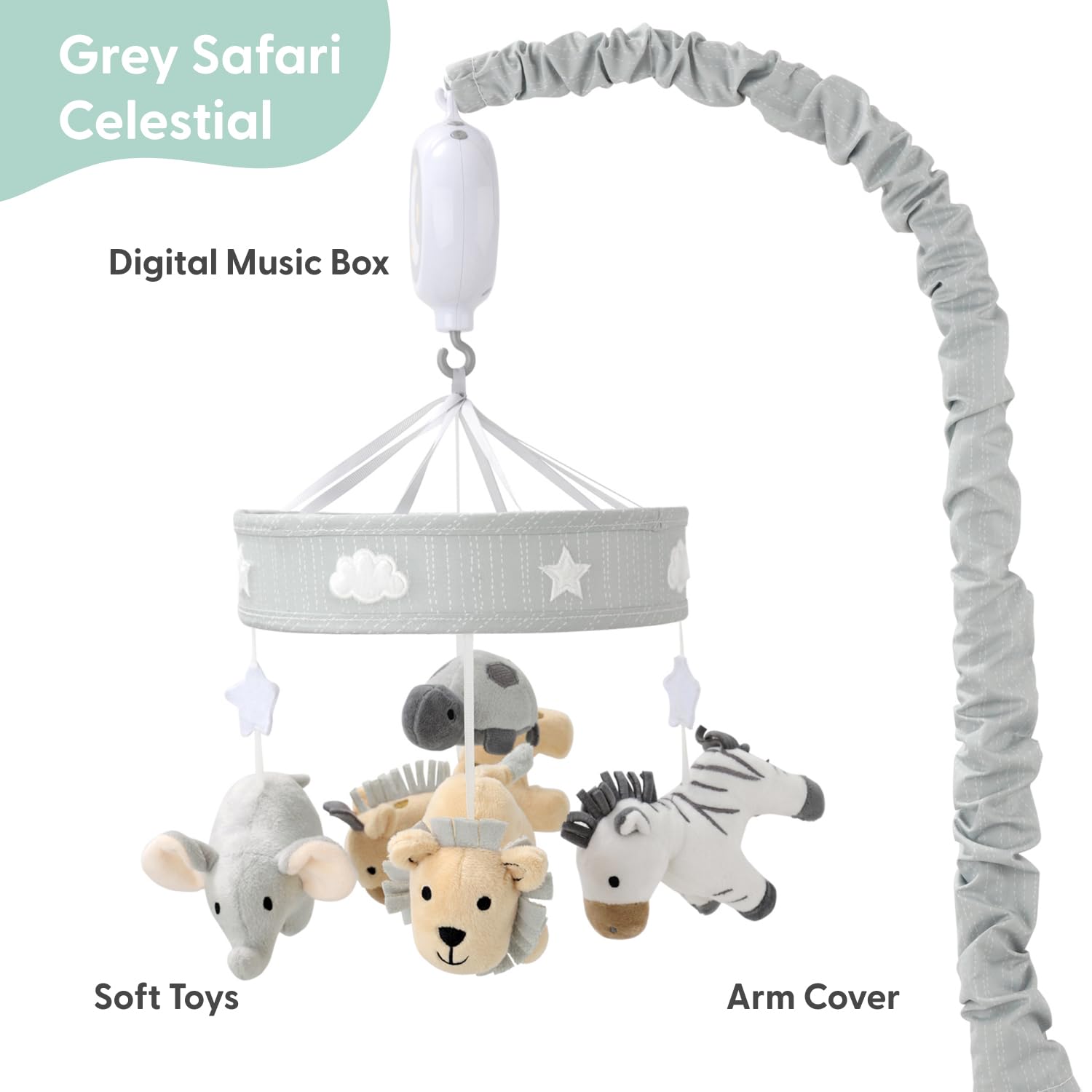 Safari Musical Crib Mobile with 12 Lullabies