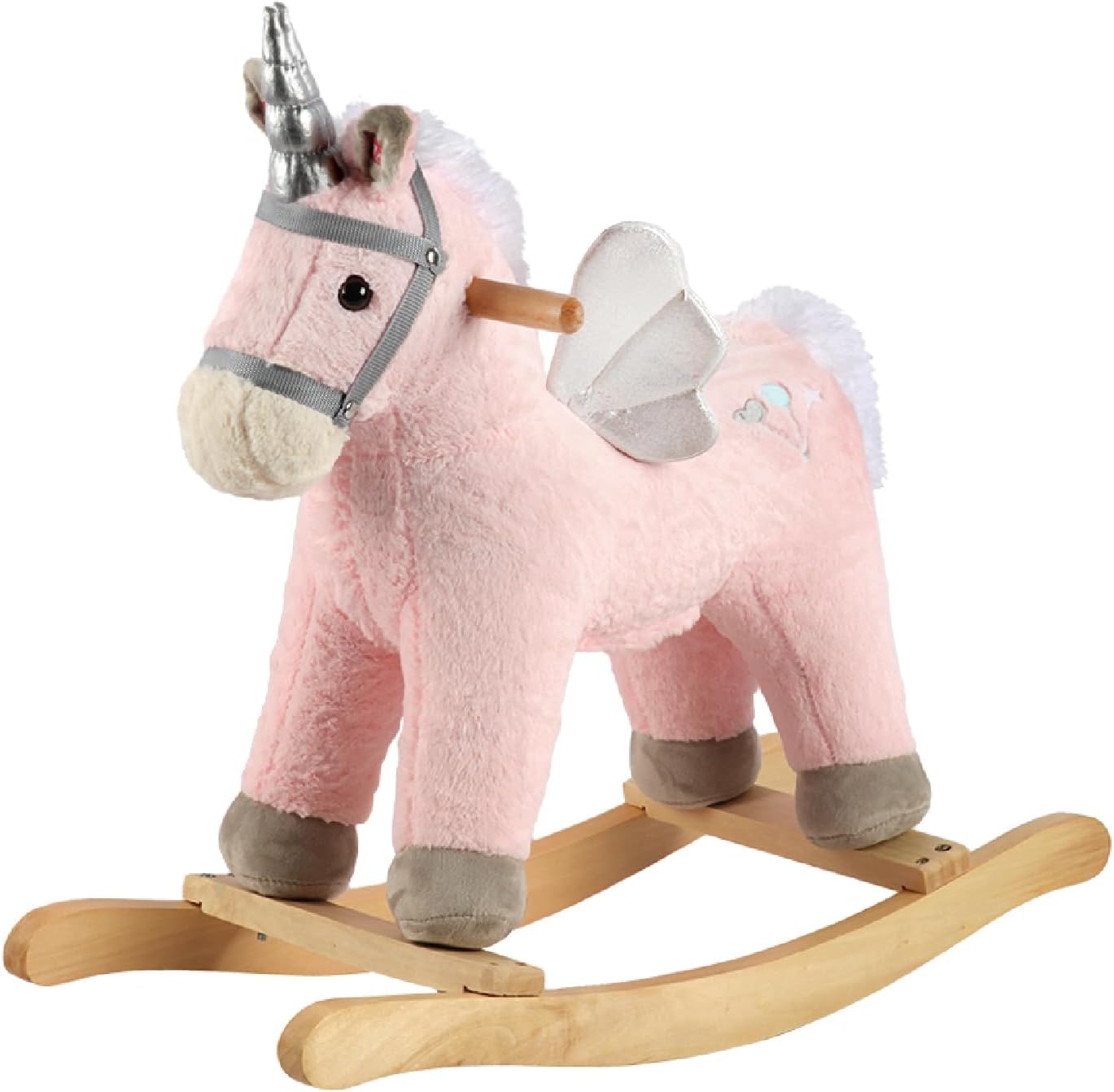 Pink Unicorn/Pony Animal Rocker with Realistic Sound Plush Stuffed Rocking