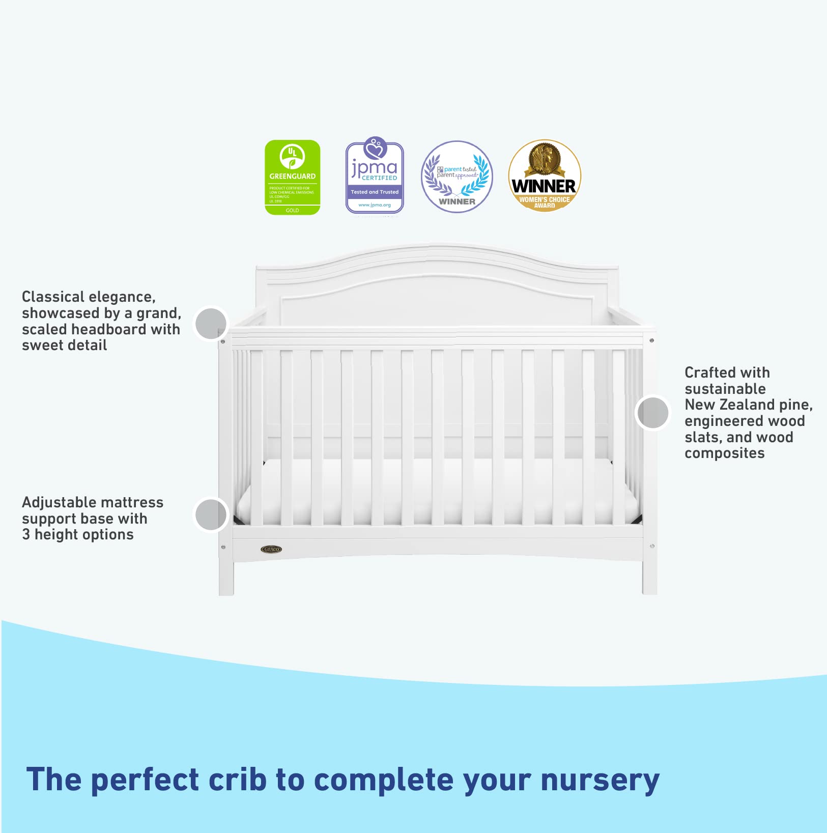 4-in-1 Convertible Crib - White
