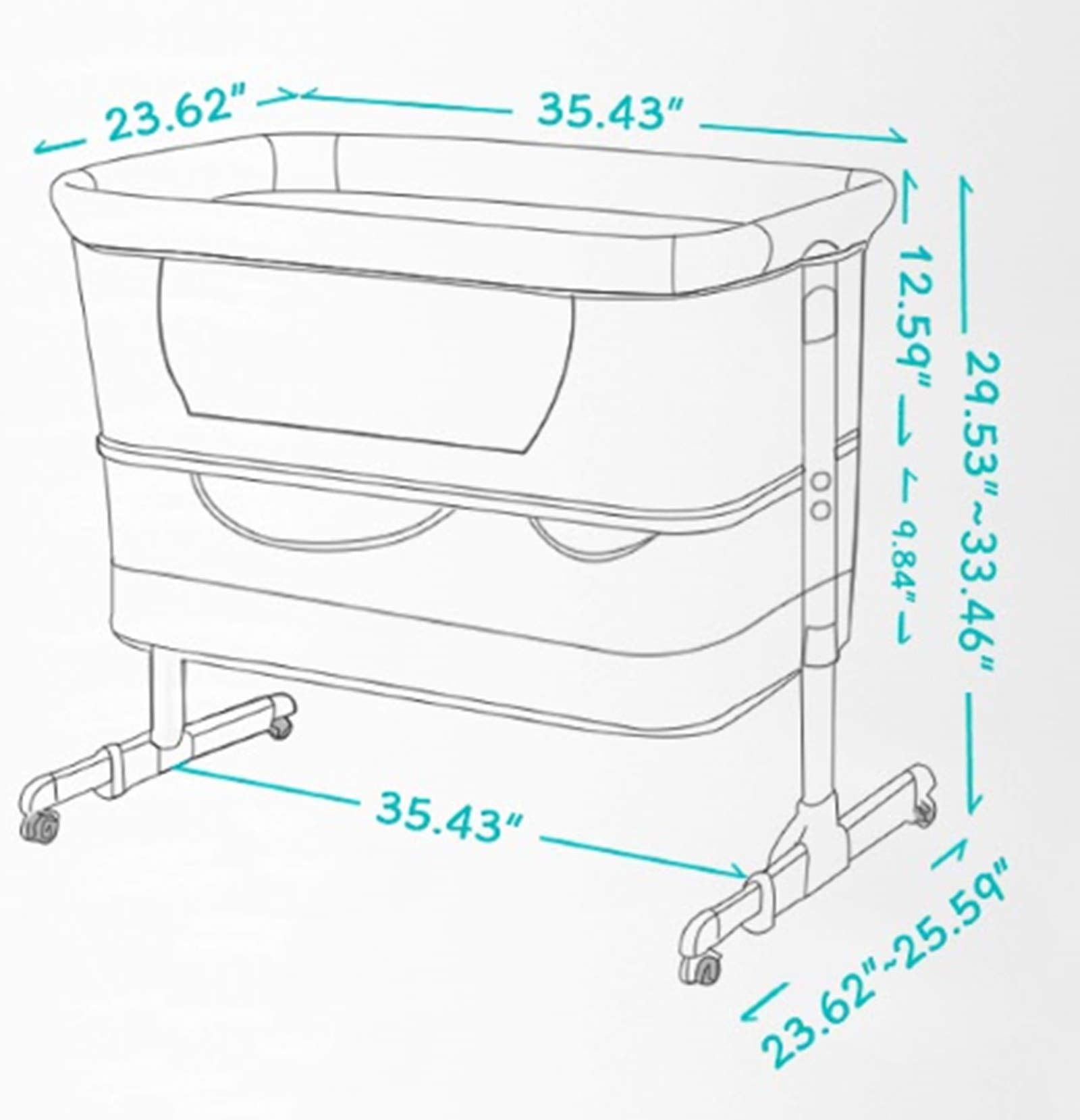Bedside Sleeper Baby Bassinet 3-in-1 Adjustable Portable Crib