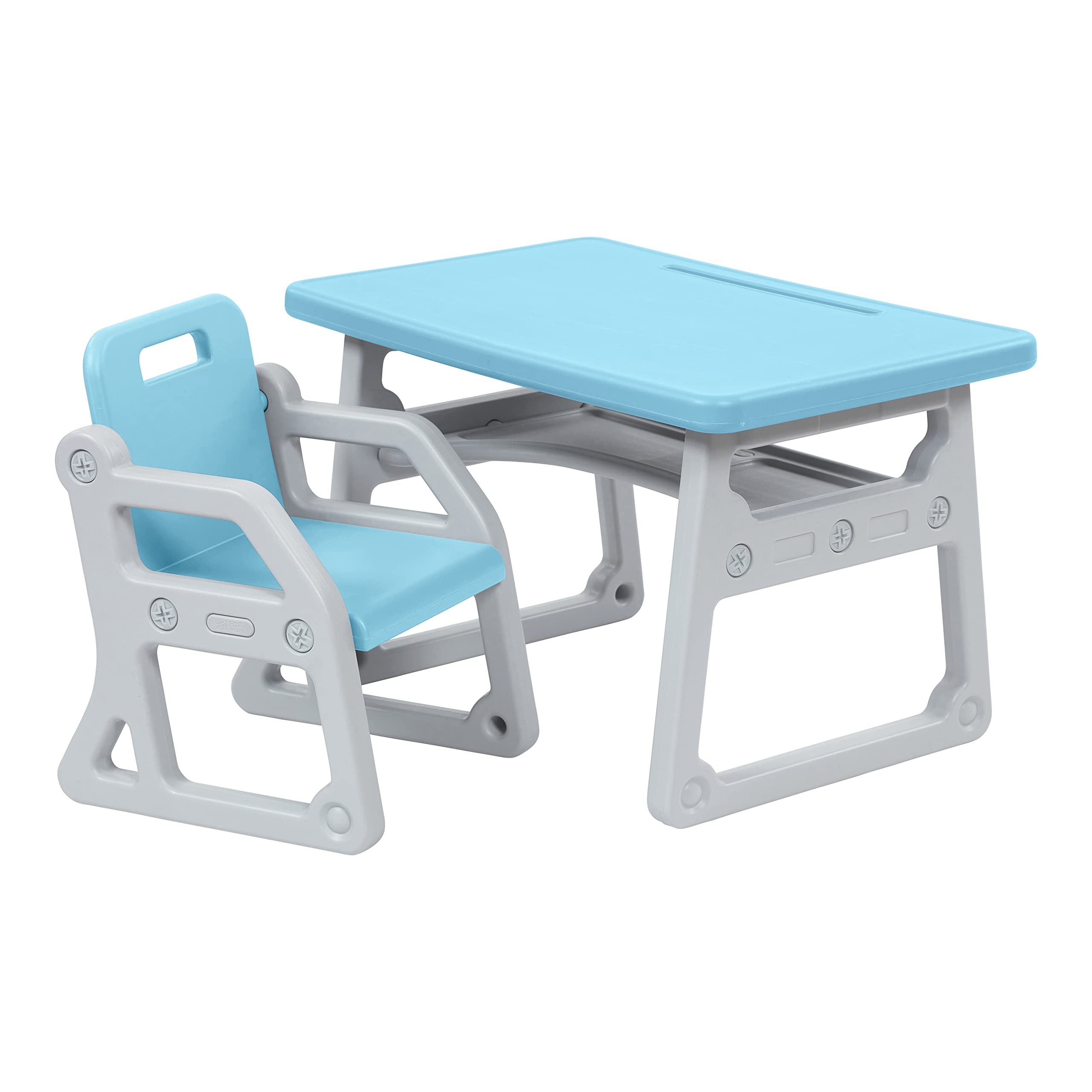 Toddler Plus Desk and Chair, Kids Furniture, Cyan/Light Grey