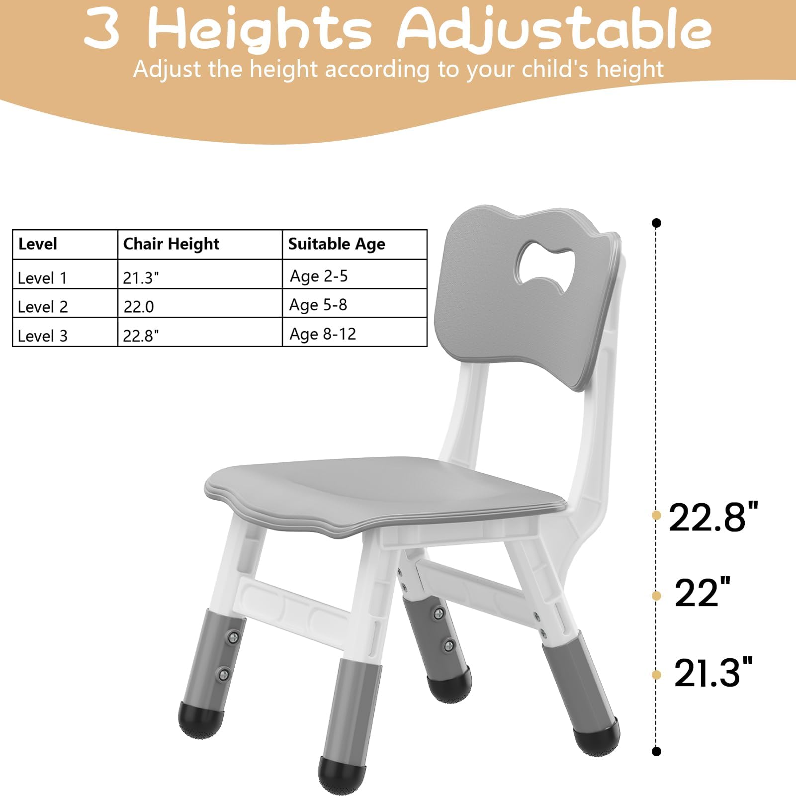 Height Adjustable Kids Chair Set of 2