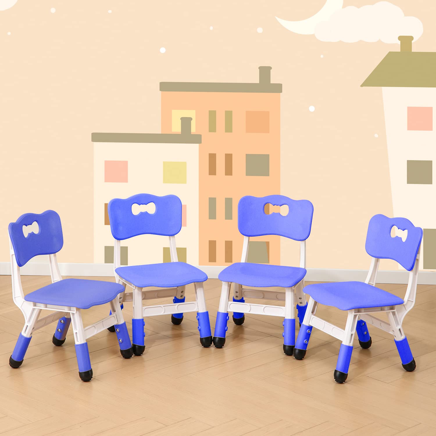 Adjustable Kids Chairs Set of 4 - Stackable Toddler Seating