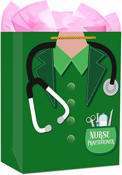 Nurse Graduation Gifts Bag - 13" Large Nurse Gift Bags with Tissue Paper and Handle