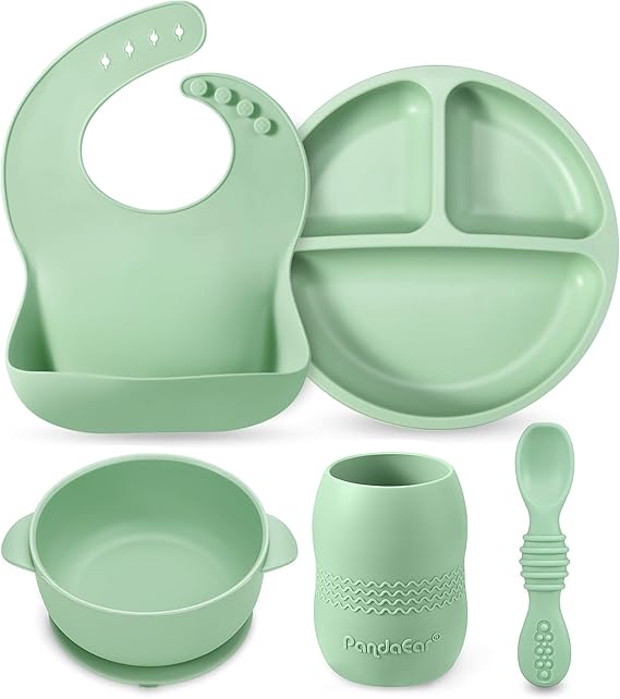 Silicone Feeding Set - Baby Led Weaning Supplies with Bib